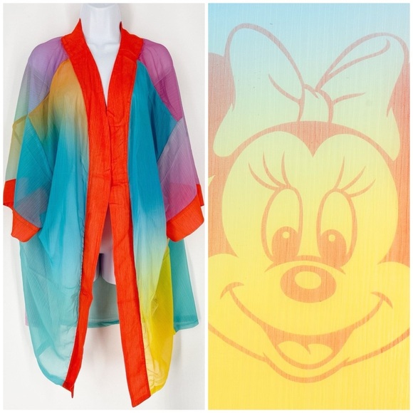 Disney Parks Cruise Line Colorful Rainbow Minnie Mouse Sheer Cover Up (Size L) - Picture 1 of 11